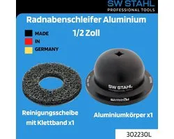 Ponceuse de moyeu de roue en aluminium SW-Stahl 302230L Racing Experience I Made in Germany I accessoire pour clé à chocs I nettoyeur de moyeu de roue I accessoire de meulage multi-outils