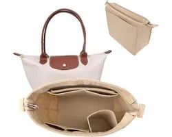 GADITIEK Longchamp Le Pliage L, vilten beige dames tas, organizer voor Longchamp tassen, L (beige, L)