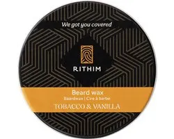 Rithim® Cire à barbe Tabac & Vanille 50 ml - coiffage de la barbe - parfumé - nutrition et fixation de la barbe - gel à barbe - Cire