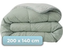 HUSH Living - Wasbaar Dekbed Tweekleurig Design Sage green/Light grey - 140x200 cm – 300 gsm - inclusief bijpassende kussensloop