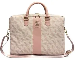 Guess Laptoptas - Computer Bag 4G PU Round 4G & Classic Logos Stripe Pink 16 Inch - Roze