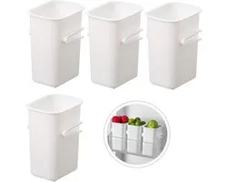Koelkast Organizer - 4 Stuks Opbergbox - Koelkast Zijdeur Organizer - Keuken Organizers - Koelkast Opbergbakken - Koelkast Bakjes - Opbergdoos - Home Keuken Organisator - Koelkast Bakjes - Keukenkastorganizer - Wit