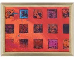 ConKrea Afbeelding op canvas, ingelijst, met lijst, abstracte kunst Afrika, India, zon mandala, 70 x 100 cm, designstijl uit natuurlijk hout - (Code 1558)