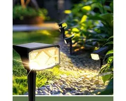 Solar Spotlights 4-delig - Warm Wit - IP65 - Compact - voor Tuin, Boom & Pad