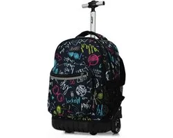 Roller Backpack - Wheeled Bag - School Travel - Waterproof Polyester - 18 inch - Black