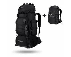 CarryQuest® 90L Tactical Backpack - Waterdichte Trekking Rugzak met MOLLE-Systeem, Compressieriemen & Rugventilatie - Zwart