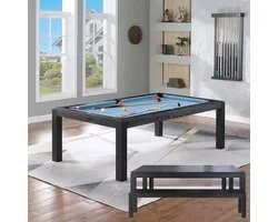 Top Table Lexor Pooltafel Dinner Design Black-Oak 7FT