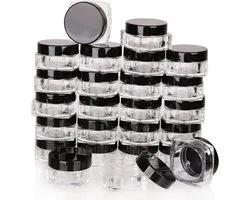 50pcs empty 3g Black Square small plastic cosmetic jars containers for makeup lip balm powder sample wholesale bulk cream jars with Black lids travel