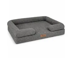 Panier orthopédique pour chien By Cee Cee - Coussin orthopédique pour chien - Lit pour chien - Tissu côtelé - Pour Chiens de taille moyenne - Grijs - 108 x 81 cm - Luca