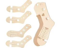 Blokker Chaussettes - Planches à Chaussettes en bois - Set de 6 Outils de tricotage de Chaussettes - Extenseur de Chaussettes réglable - Patrons de chaussettes tissées - Moules de Chaussettes de Bas - Outils de tricotage en bois DIY