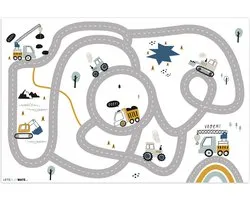 LetsPlaymats® Speelmat baby kinderen - Bouwplaats - Graafmachine - Auto - Regenboog - Design - Speelkleed van vinyl – Speeltapijt - Antislip - 180x120 cm