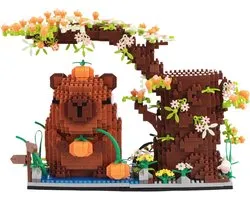 Building Blocks Capybara Pen Holder Lamp Set - DIY Light Decoration Cute Stuff, Bear Night Light Pen Case Pen Holder - ShopVlot