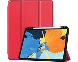 Hoes - Geschikt voor Apple iPad Pro (2020) - 11 inch - Dun & Stevig - Trifold Bookcase - Hard Cover Case - Met Uitsparing Geschikt voor Apple Pencil - Hardcover Book - Tablet Hoesje - Rood