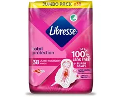 Serviettes hygiéniques Libresse Ultra+ Regular avec Ailes - Pack Jumbo - 8 x 38 = 304 pièces