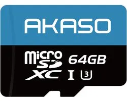 Carte mémoire MicroSDXC AKASO U3 64 Go compatible avec Action Cam, Smartphone, Tablette, Dashcam et Caméra de sécurité