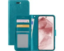 Hoesje - Met Pasjeshouder - Geschikt voor Samsung Galaxy A55 - Luxe Bookcase Portemonee - Flip Case - Kunstleer Book Case - Flipcase - Book Cover - Walletcase - Portemonneehoes - Turquoise