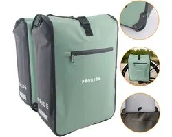 Proride® Dubbele Fietstas Rolltop - Fietstassen Electrische Fietsen - 40L - Groen - Geschikt voor MIK adapter - 100% Waterdicht - Elektrische Fiets - Fietszakken