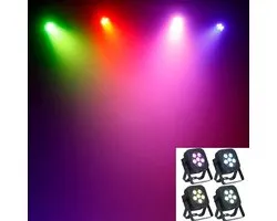 LED Spotlight Set Van 4 - 6x 15W RGBWA 5-In-1 Per Stuk - DMX & Muziekgestuurd - ComPar 10