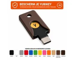 Housse de protection YubiKey 5C NFC - Étui clé de sécurité USB-C - Housse Yubico Key - Protection porte-clés anti-rayures - Support clé de sécurité NFC compact - Accessoire de protection des données professionnelles et personnelles - Châtaigne rôtie