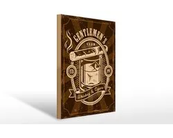 Holzschild Spruch Gentlemen`s Club Whiskey & Cigars 30x40cm