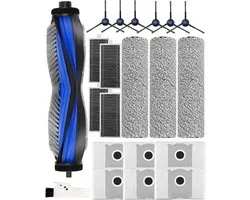 Pièces de rechange pour aspirateur robot Ecovacs Deebot X8 Omni/ Pro - 21 pièces - Avec 6 sacs à poussière, 4 filtres HEPA, 6 brosses latérales, 3 serpillères à rouleau, 1 brosse principale et 1 brosse principale.