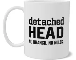 Mok met Detached HEAD Git Quote Grappige Developer Tekst Cadeau voor Programmeur en Software Engineer Dubbelzijdige Print