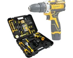 Ensemble de tournevis sans fil 12V 115 pièces, kit d'outils pour réparations à domicile, coffre à outils, ensemble d'outils à main avec mallette de rangement, ensemble cadeau