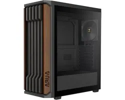 Gaming PC Behuizing - Mid Tower Case - Componenten Beschermen - Houten Mesh Paneel - ATX - Zwart