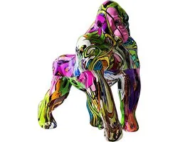 Gorilla Beeld - King Kong sculptuur - Woonkamer decoratie - Handgeschilderd design - 29x16x27.5cm - Multicolor