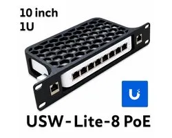 Ubiquiti UniFi USW-Lite-8 PoE Rack 10 pouces - Support de rack réseau pour switch UniFi - 2 connexions Keystone - Solution compacte pour armoire de serveur - Gestion des câbles - Organisateur réseau professionnel - Noir
