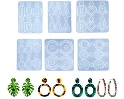 6 Pièces Moules en Résine Époxy pour Boucles Boucles d'oreilles - Moule en Résine pour Boucles d'Oreilles - Moules en Siliconen pour Pendentifs - Moule de Moulage en Résine Bijoux - Formes pour Breloques de Collier DIY - Artisanat