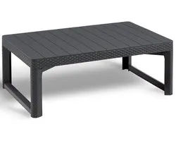Table de jardin en osier Allibert Lyon - Graphite - 116x71.5x40 / 66cm