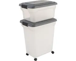 IRIS Air Tight Food container set van 2 ATS-C - Kunststof - 20 en 45 liter - Transparant/Zwart - Met schepje