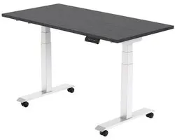 Euroseats Bureau électrique - réglable, pliable et mobile - 180x80 cm - Cadre blanc - Chêne Shadow