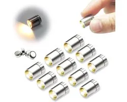 10 Pieces Miniature LED Lights, Tiny Lights for Craft/DIY, Battery Operated Dollhouse Light, Miniature Lights for Toy Bricks, Building Blocks, 10 Pieces (Warm White)