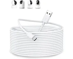 Micro-USB-kabel, 10 m, lange oplaadkabel geschikt voor Mi 360° Home Security Camera 2K Pro/360° Home Bewakingscamera 2K/Smart Camera C300 C200, type A naar Micro USB-oplaadkabel voor beveiligingscamera, wit