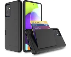 Étui de téléphone Smartphonica adapté au Samsung Galaxy A52 / A52 5G / A52s 5G en TPU solide avec porte-cartes - Étui solide en TPU avec fente pour carte - Zwart adapté au Samsung Galaxy A52 ; Samsung Galaxy A52 5G; Samsung Galaxy A52s 5G