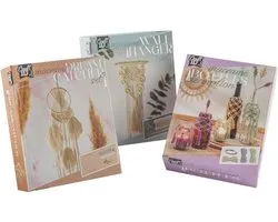 Macramé Home Deco 3in1 DIY Set - Macramé Wandkleed - Macramé Flessendecoratie - Macramé Dromenvanger - Voor beginners en gevorderden