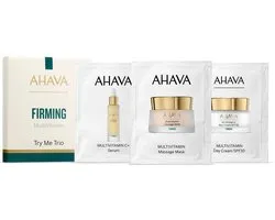 AHAVA - Try Me Trio - Kit Sachet Raffermissant - Contient 1 Sachet Masque de Massage MultiVitamine 3 ml + Sachet Crème de Jour MultiVitamine SPF30 3 ml + Sachet Sérum MultiVitamine C-Raffermissant 3 ml