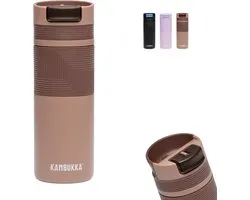Gobelet thermos Kambukka Cabo Grip 500 ml - Gobelet à café à emporter - Gobelet à café étanche - Acier inoxydable - Mocca Praline