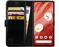 Rosso Element Book Case Wallet Hoesje Geschikt voor Google Pixel 7a | Portemonnee | 3 Pasjes | Magneetsluiting | Stand Functie | Zwart