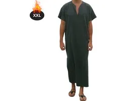 Nivard Islamitische Kleding - Djellaba Heren - Moslim Kleding - Arabisch Mannen Kaftan - Alhamdulillah - Donkergrijs XXL