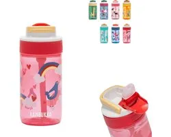 Kambukka Lagoon Drinkfles voor kinderen 400ml Love Birds - met geïntegreerd rietje - drinkbus kinderen - drinkbeker voor school