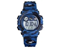 Montre enfant - Chronographe - Étanche - Camouflage Blauw