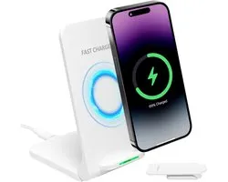 Chargeur à induction sans fil, 15 W, pliable, compatible avec iPh-One 16/15 Pro Max/14/13/12/11, Sam-Sung Galaxy S25 Ultra/S25, Xiao-mi 12, Hua-wei Mate 60 Pro, chargeur sans fil compatible avec adaptateur USB-C
