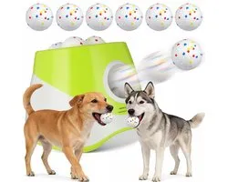 SUPVOX-Automatische Hond Bal Werper - 30m Afstandsbediening, 3 Afstandsstanden, 6 ETPU Ballen - Oplaadbaar via USB-C - Buitenspeelgoed voor Kleine en Middelgrote Honden