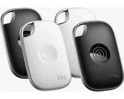Life360 Tile Pro - Krachtige Bluetooth Tracker - Item locator voor sleutels, tassen en meer - Compatibel met iOS en Android - 4-Pack (Zwart/Wit)
