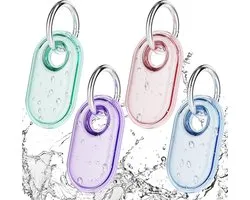 Sander Shop 4 pièces pour coque Samsung Smart Tag 2 avec porte-clés, coque étanche IPX8 entièrement emballée en TPU pour Galaxy SmartTag2, support de protection anti-rayures pour sacs à dos, voiture, bagages, animaux de compagnie