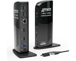 Plugable Usb 3.0 Universal Laptop Docking Station voor Windows (Dual Video Hdmi & Dvi/Vga, Gigabit Ethernet, Audio, 6 USB-poorten)