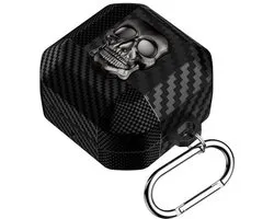 Telestore - Étui compatible avec Samsung Galaxy Buds4 / Buds 4 Pro - Étui en TPU noir carbone - Housse de protection antichoc pour Buds 4 - Compatible avec Galaxy Buds4 / Buds4 Pro - squelette noir - coque en TPU carbone